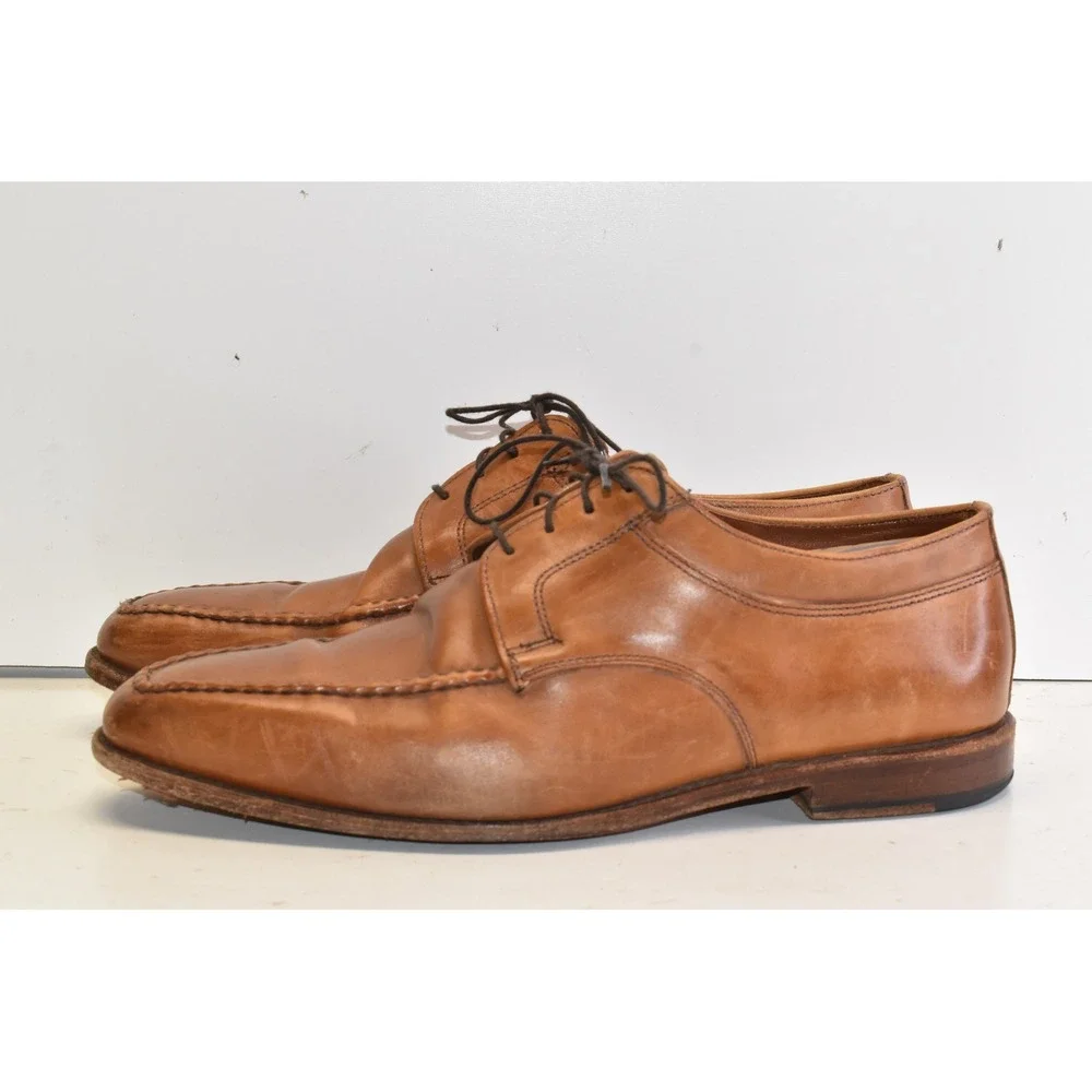 Allen Edmonds Charleston Derby Oxford Shoes Tan Mens 9.5 E Split Toe Leather